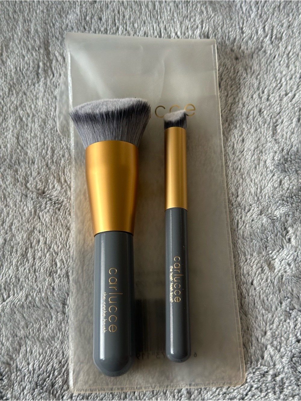 Carluccé Gold & Gray 2-Piece Makeup Brush Set
